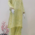 Long shirt with digital print trouser 2 Piece