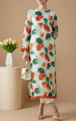 Long Sheesha Silk Lawn shirt & solid capri
