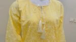3 piece premium Lawn sheesha Silk chichen kari short shirt and shalwar with shiffon dupatta - Image 5